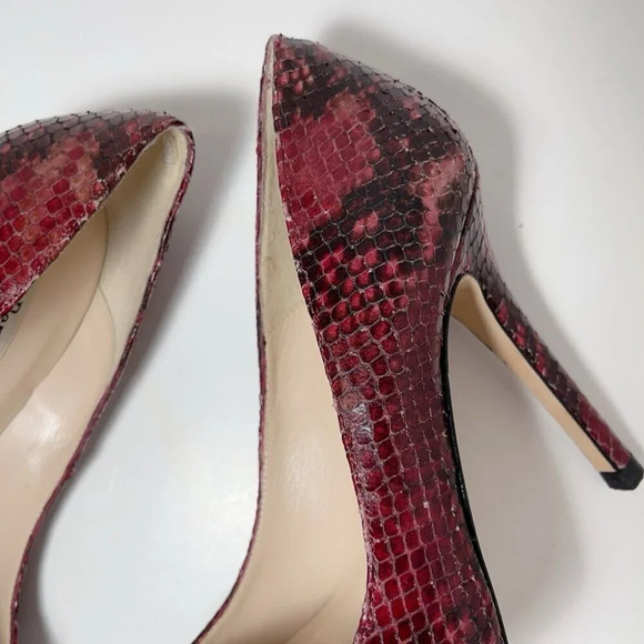 L.K. Bennett Womens 37.5 Snakeskin Maroon Heel Pump Shoes - Picture 9 of 15